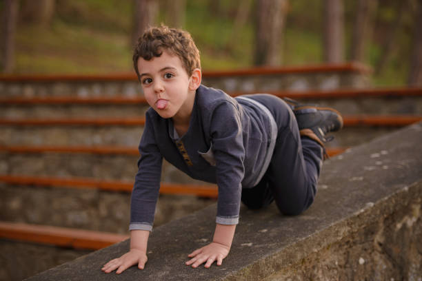 istock kid descends the stairs 685813252