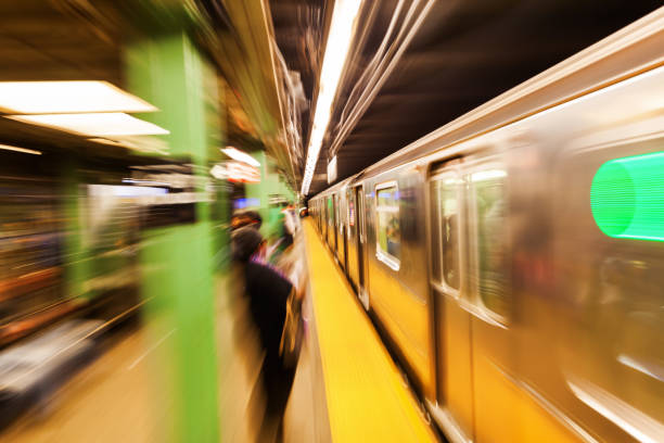 istock subway station in Manhattan, NYC, with zoom effect 685816266