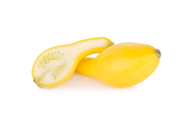 istock whole and half cut fresh squash crookneck on white background 685818372