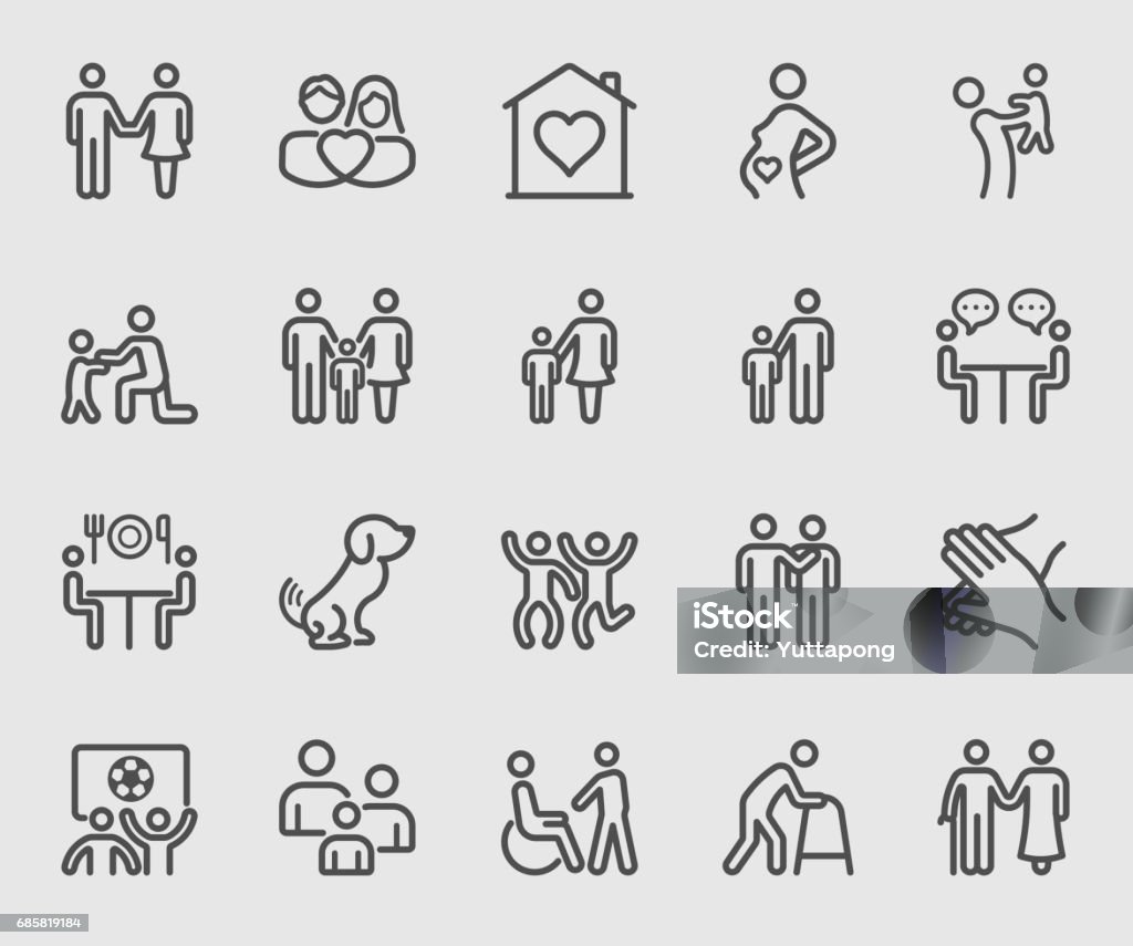 Family relation line icon Family stock vector