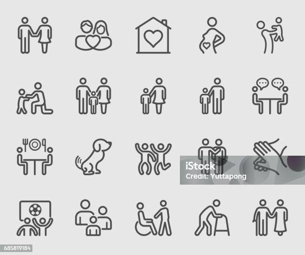 Family Relation Line Icon Stock Illustration - Download Image Now - Family, Child, Parent