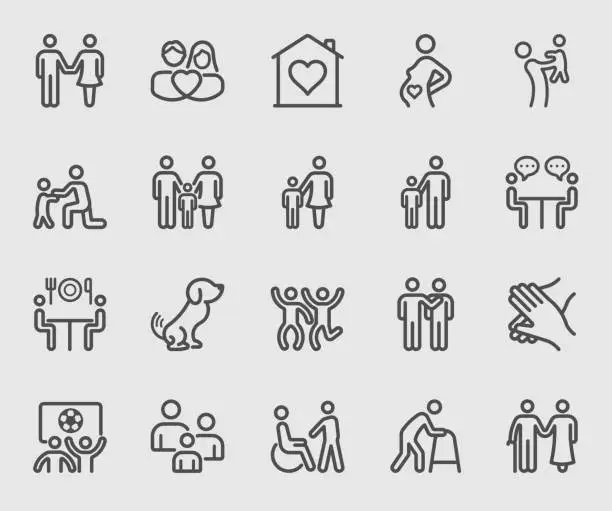 Vector illustration of Family relation line icon