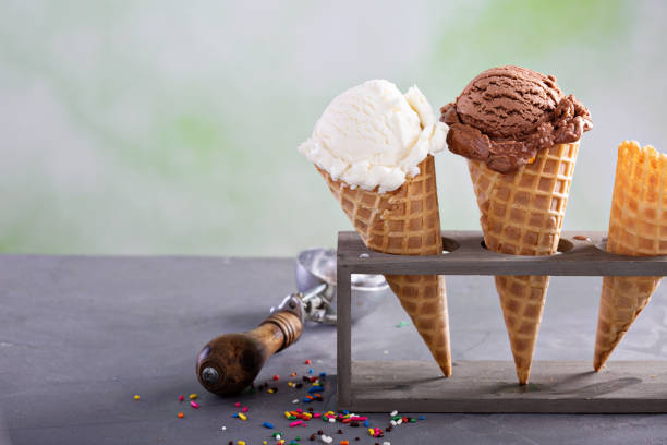 istock Variety of ice cream cones 685819626