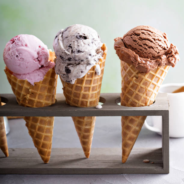 istock Variety of ice cream cones 685820054