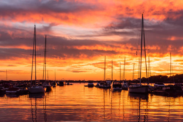 istock Fiery Lake Norman fiery sunset 685826238
