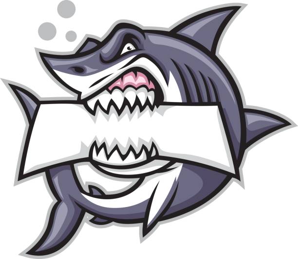 shark bite a blank sign vector of shark bite a blank sign great white shark stock illustrations