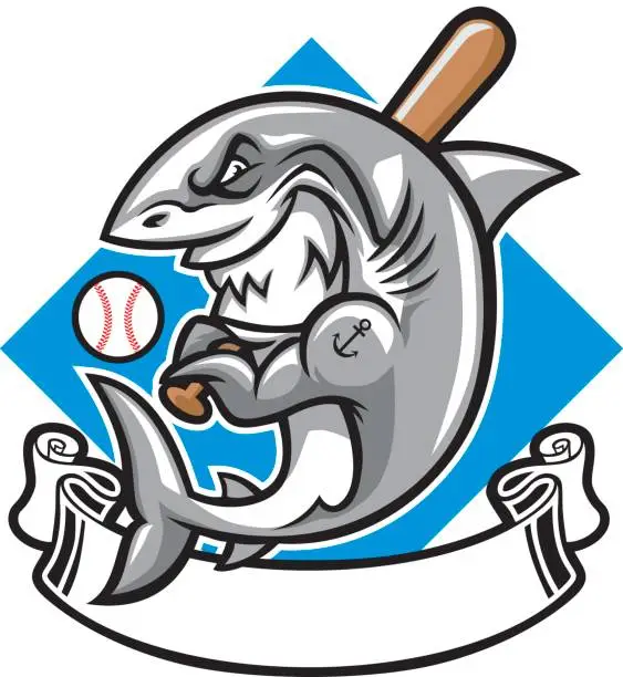 Vector illustration of shark baseball mascot