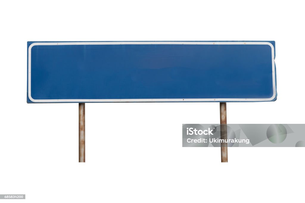 Empty Blue Post Sign Empty Blue Sign On White Background Isolated Stock Photo - Download ...