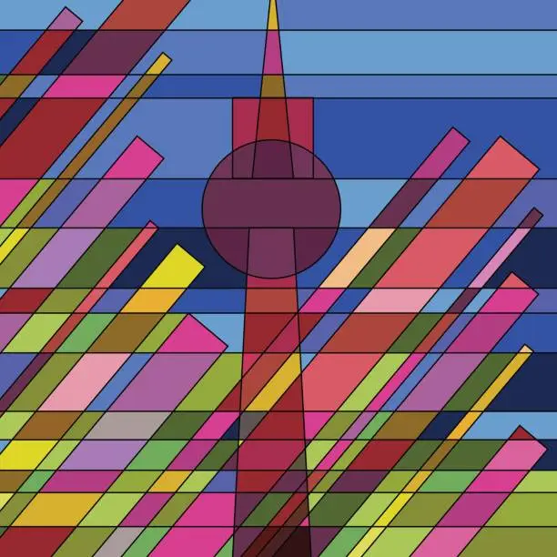 Vector illustration of Abstract geometric artwork, Alexander Platz, Berlin