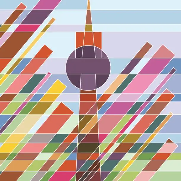 Vector illustration of Abstract geometric artwork, Alexander Platz, Berlin