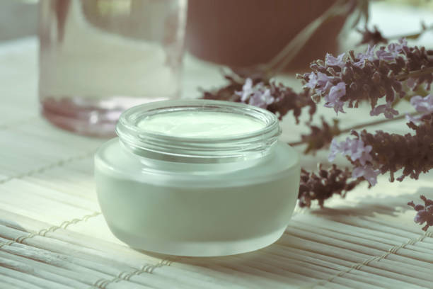 istock Natural rmoisturizing face cream with lavender. 685836810