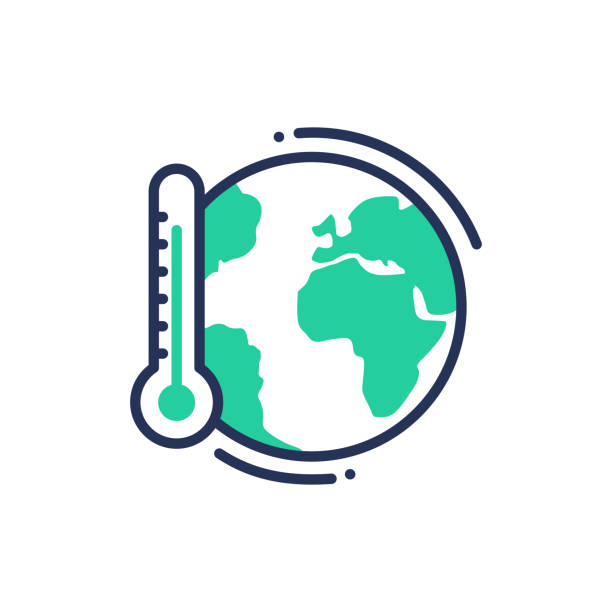 illustrations, cliparts, dessins animés et icônes de réchauffement de la planète - icône seule ligne modern vector - changement climatique
