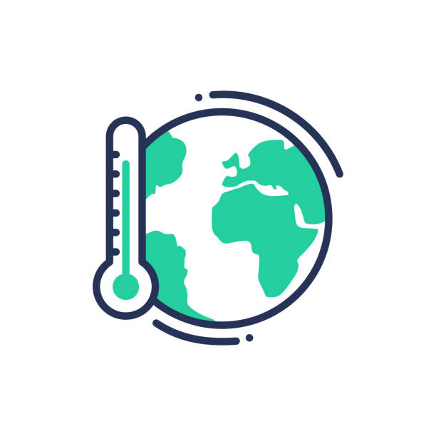глобальное потепление - современный вектор одной линии значок - глобальный warming stock illustrations