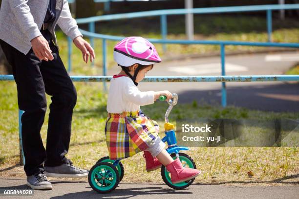 Bicycle Practice Stock Photo - Download Image Now - Child, Tricycle, Cycling