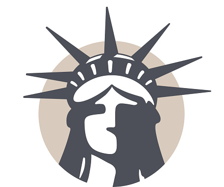 The Statue of Liberty, New York, landmark flat icon design
