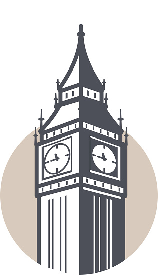 Big Ben, London, landmark flat icon design, vector