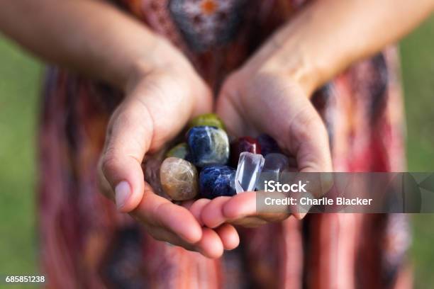 Handfull Of Gemstones Stock Photo - Download Image Now - Crystal, Precious Gem, Stone - Object