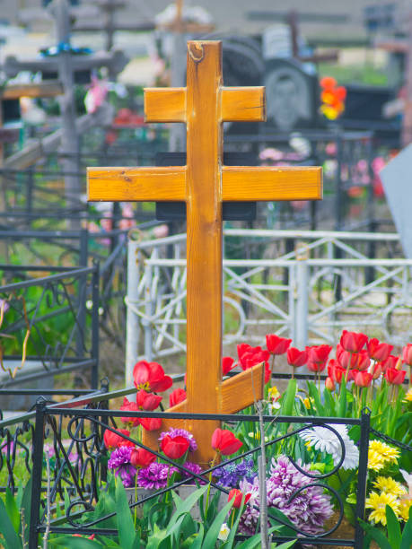 istock City cemetery, graves and trees in background 685851338