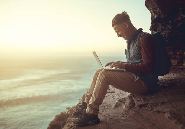 istock Blogging about his latest adventure 685853568