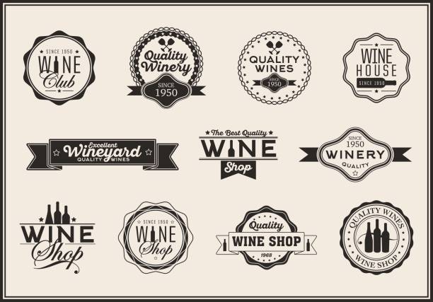 ilustrações de stock, clip art, desenhos animados e ícones de set of icons for its wine business - wine winetasting cellar bottle