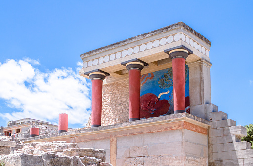 Ancient ruines of famous Knossos palace at Crete, Greece