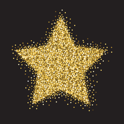 An original artwork vector illustration of a gold stars glitter - manually created. This gold glitter Star Ornament can be use for your design - postcard, invitation, poster or flyer.