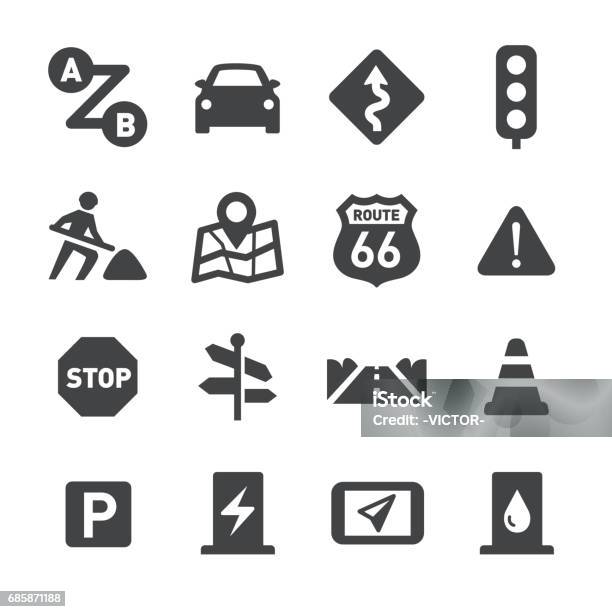 Road Trip Icons Acme Series Stock Illustration - Download Image Now - Icon Symbol, Traffic, Road