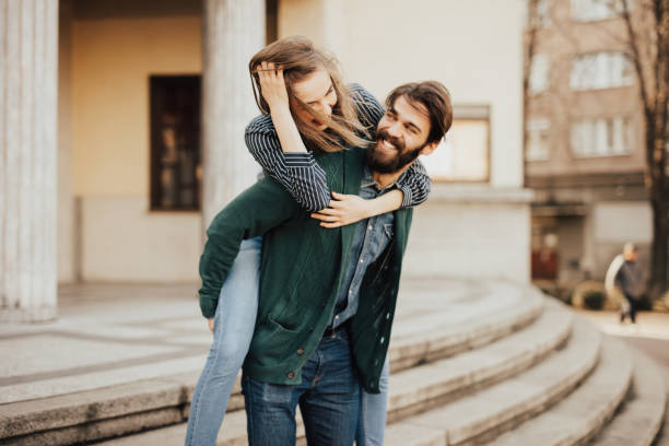 istock Charming young couple doing a piggyback ride 685872282