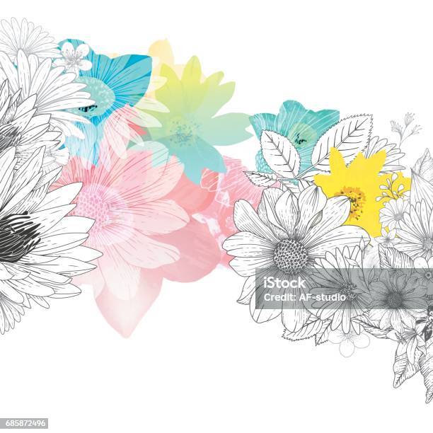Floral Handrawn Background Stock Illustration - Download Image Now - Flower, Floral Pattern, Illustration