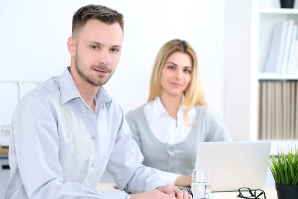istock Two successful business partners working at meeting in office 685873734
