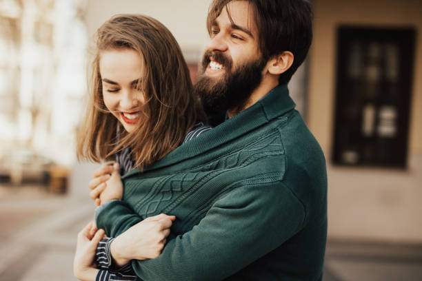 istock Smiling young couple in embrace 685873782