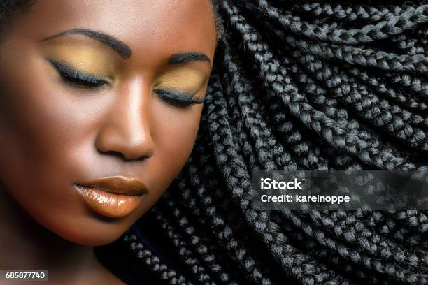 Dark Girl Beauty Portrait With Braids Stock Photo - Download Image Now - Hair, Beautician, Africa