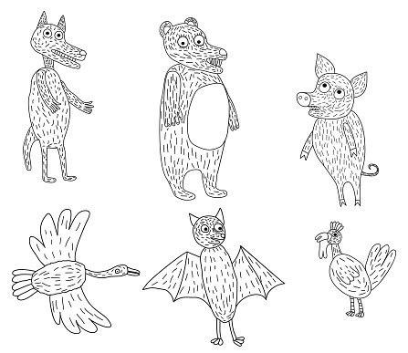 Six Funny Animals Stock Illustration - Download Image Now - Goose - Bird,  Animal, Animal Wildlife - iStock