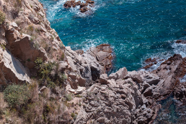 The Summer blue sea  with the rock  in Spain Costa Brava