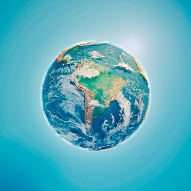 南美洲3d 渲染行星地球雲 - 地圖學 插圖 個照片及圖片檔