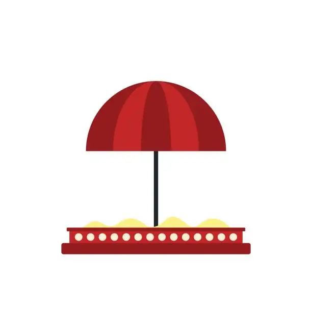 Vector illustration of Children sandbox with red umbrella icon