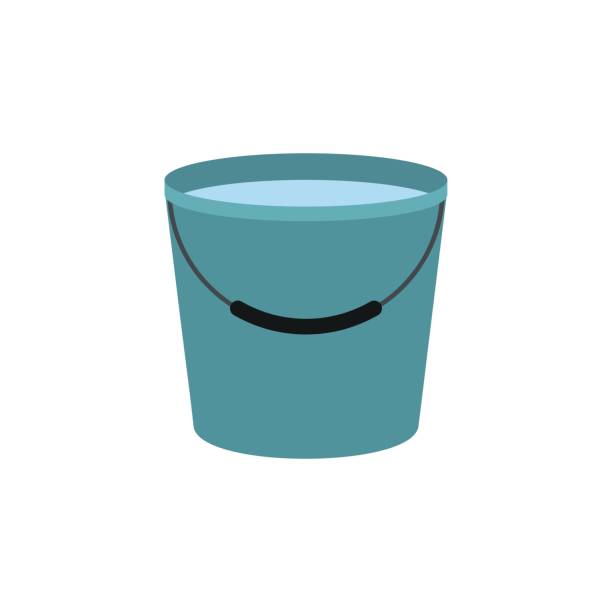 Bucket full of water icon Bucket full of water icon in flat style isolated on white background bucket stock illustrations
