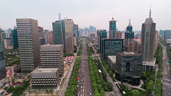 Aerial view of Central Pudong Shanghai China