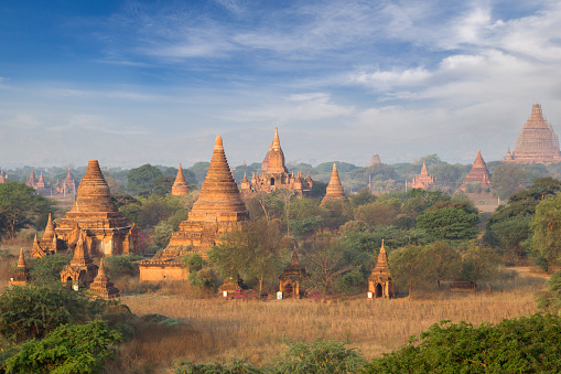 landscape view of beautiful pagodas of Bagan, Myanmar.