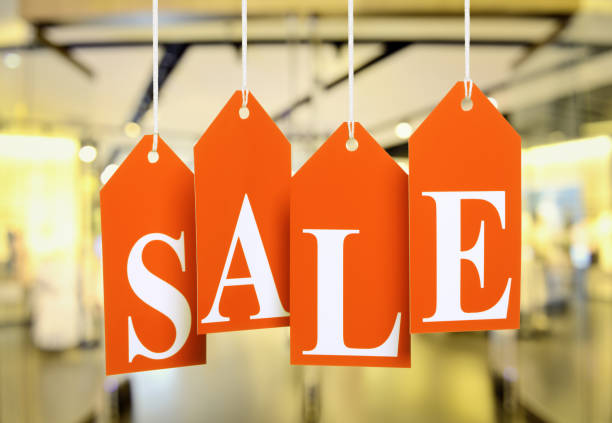 Sale tag hung in shopping mall