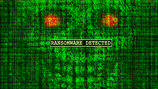 Sony Ransomware Skull Screen Ransomware 3 Skull Made Of Data Stock Photo - Download Image Now ...