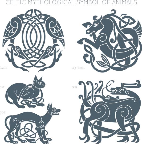 illustrations, cliparts, dessins animés et icônes de ancien symbole mythologique celtique des animaux. vector illustrati - celtic pattern