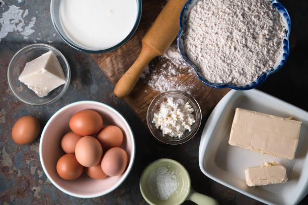 istock Ingredients for khachapuri with cheese Georgian cuisine 685889306
