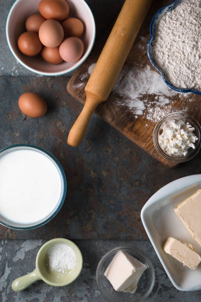 istock Ingredients for the Georgian dish khachapuri free space 685889642