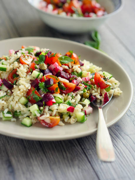 istock Healthy summer brown rice salad 685894300