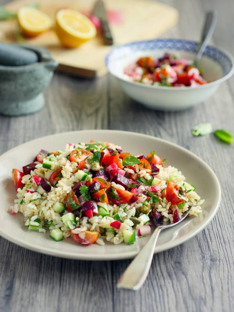 istock Healthy summer brown rice salad 685894352
