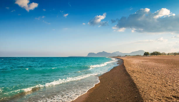 Spiaggia di Afandou (baia di Afantou) - foto stock