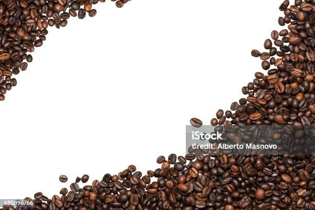 Coffee Beans Isolated On White Background Stock Photo - Download Image Now - Roasted Coffee Bean, Border - Frame, Cut Out
