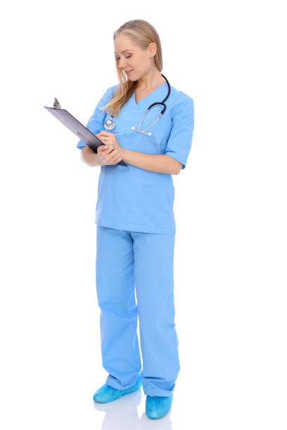 istock Smiling young nurse portrait isolated over white background. 685900542