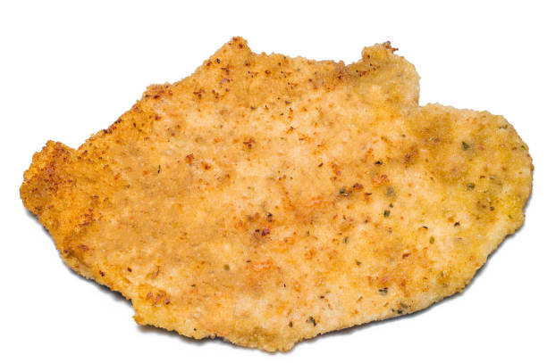 Chicken Breaded cutlet on white background top view - fotografia de stock